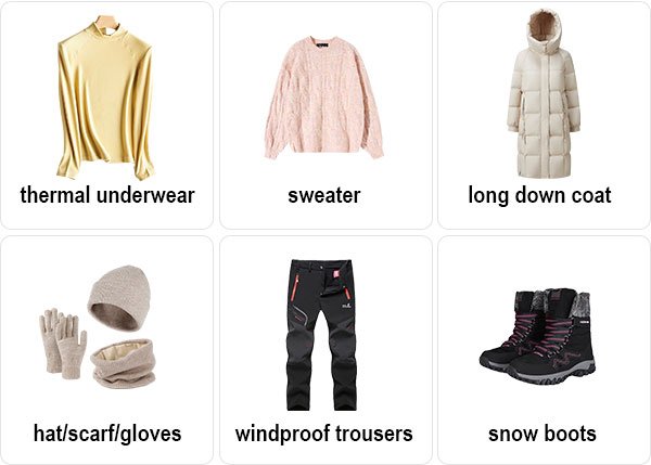 Clothes for Inner Mongolia in January