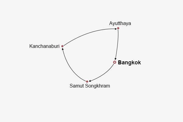 Explore Kanchanaburi & Ayutthaya Itinerary Map Explore Kanchanaburi & Ayutthaya Itinerary Map