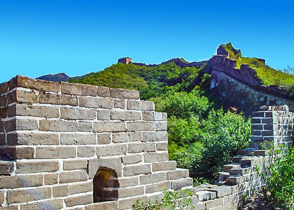Mutianyu Great Wall made of bricks and stones