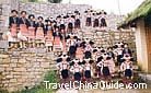 Long-horn Miao girls dressed for their Tiaohuapo Festival, Guizhou.