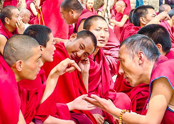 Monks Debating in Sera Temple, Lhasa Monks Debating in Sera Temple, Lhasa
