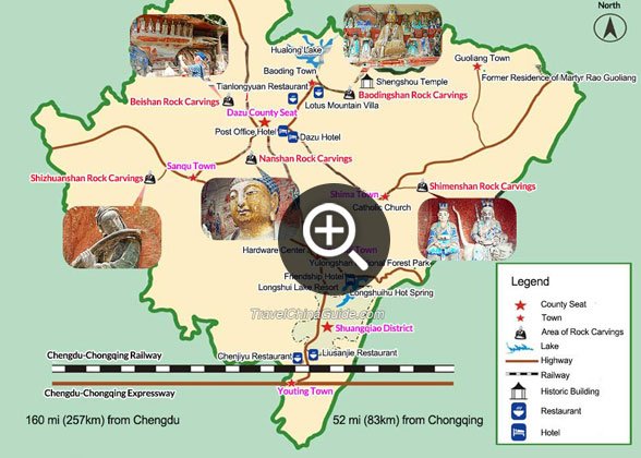 Chongqing Dazu Rock Carvings Map