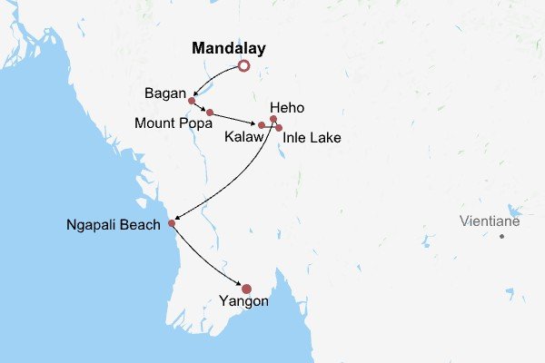 Sacred Myanmar Exploration Itinerary Map Sacred Myanmar Exploration Itinerary Map