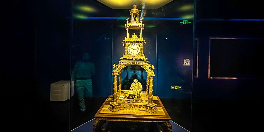 Gilded Copper Writing Automaton Clock