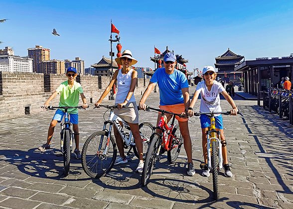 Cycling on the ancient City Wall of Xian