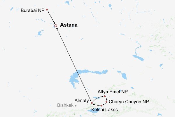 Classic Kazakhstan Travel Itinerary Map Classic Kazakhstan Travel Itinerary Map