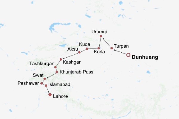 Ancient Silk Road to Pakistan Itinerary Map Ancient Silk Road to Pakistan Itinerary Map