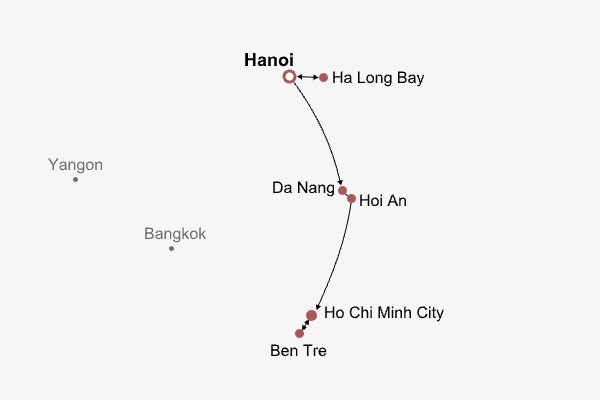 Best Vietnam Tour Itinerary Map