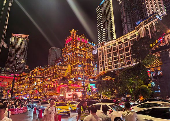 Close-up of Hongya Cave