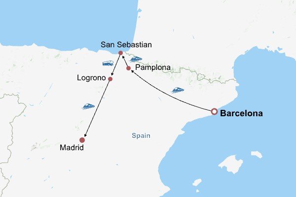 Secrets of Northern Spain Itinerary Map Secrets of Northern Spain Itinerary Map