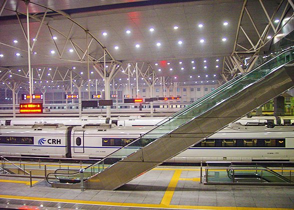 Bullet Trains in Tianjin Railway Station