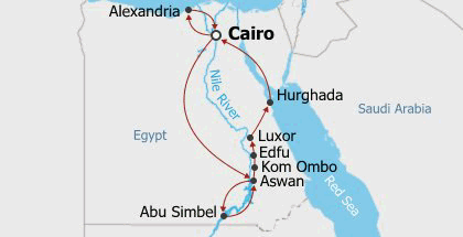 Egypt Heritages & Red Sea Itinerary Map
