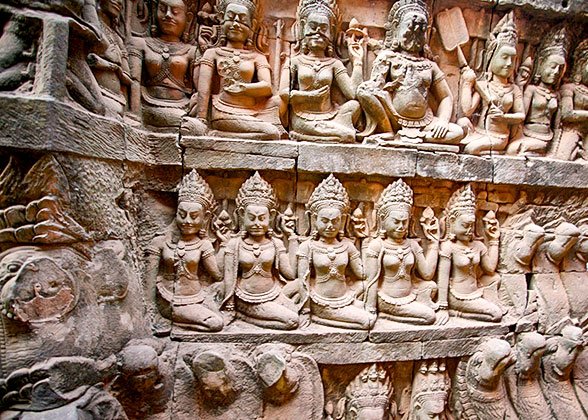 Sculptures on the Wall of the Elephant Terrace