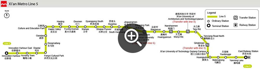 Map of Xian Subway Line 5
