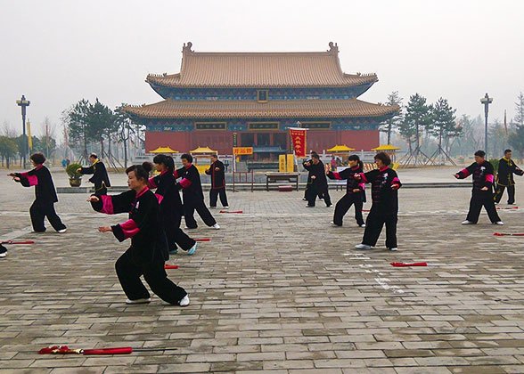 People Practising Tai Chi in Louguantai Temple
