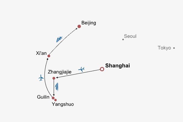 Wondrous China Adventure Itinerary Map Wondrous China Adventure Itinerary Map