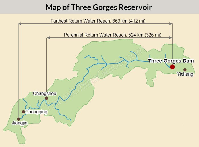 Map of Three Gorges Reservoir