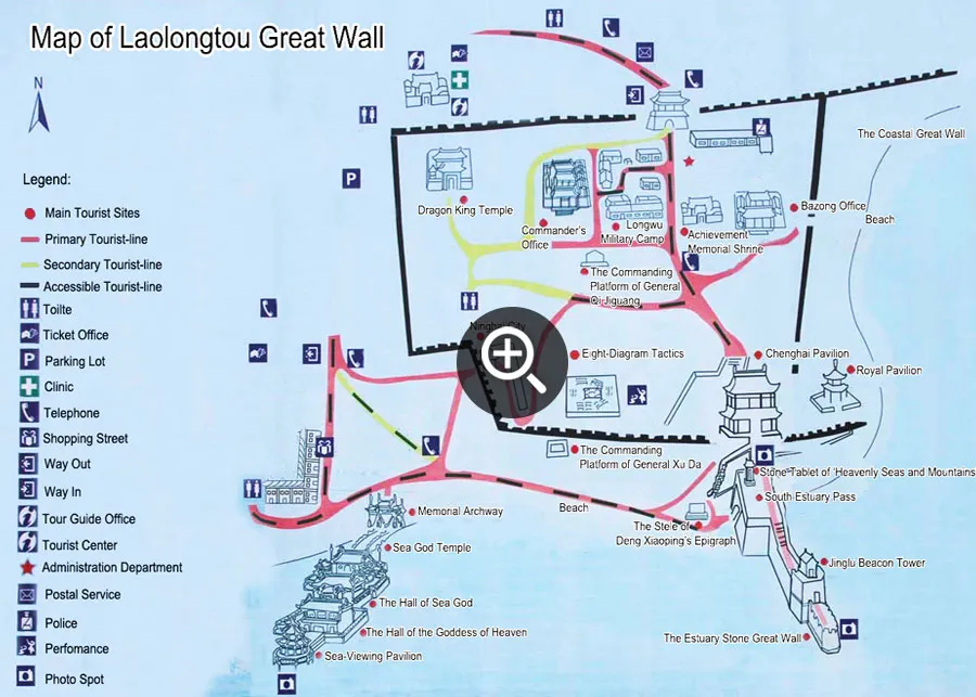Map of the Laolongtou Great Wall