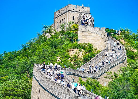 Tourists visiting the Great Wall