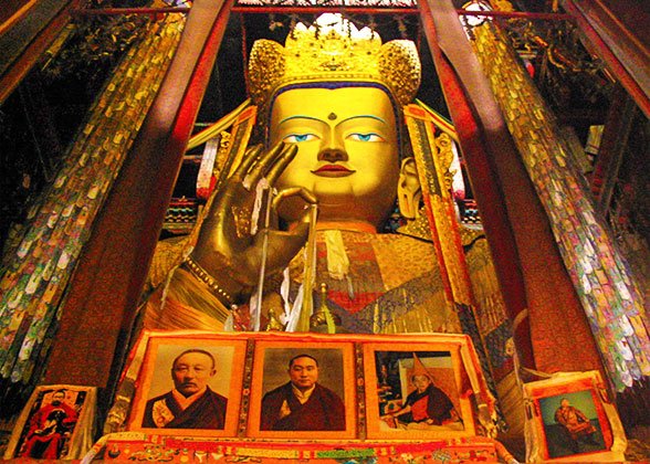 The statue of sitting Maitreya Buddha
