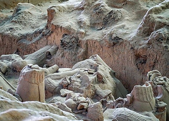 Unrestored Fragments of the Terracotta Warriors