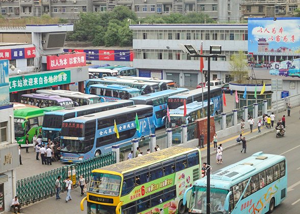 Long-distance Buses in Xian Bus Station of Shaanxi