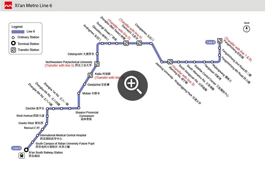 Map of Xian Subway Line 6