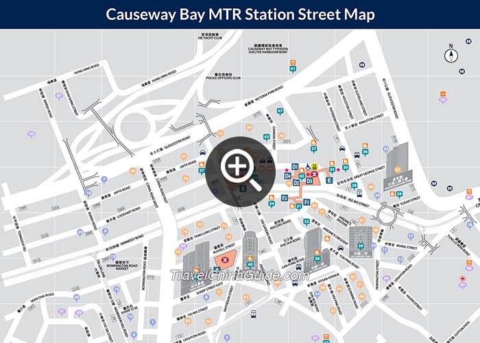 Causeway Bay MTR Station Street Map