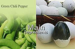 Pan-Seared Green Chili Pepper with Preserved Eggs