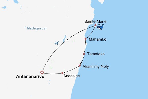 Madagascar Honeymoon Package Itinerary Map Madagascar Honeymoon Package Itinerary Map