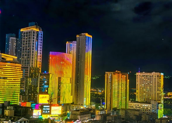 Illuminated Skyscrapers at Night