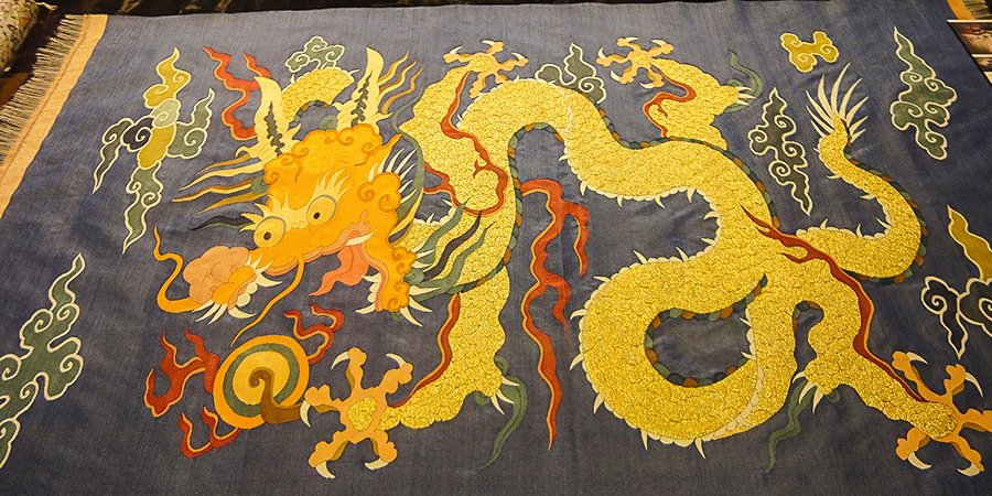 Silk Embroidery with a Dragon