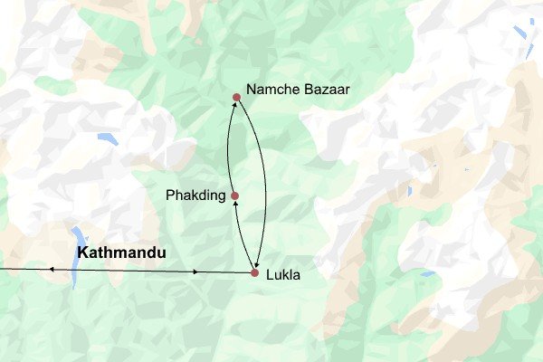 Mt. Everest Mini Trek Itinerary Map Mt. Everest Mini Trek Itinerary Map