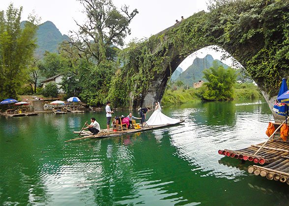 Bamboo Rafting along the Yulong River Bamboo Rafting along the Yulong River
