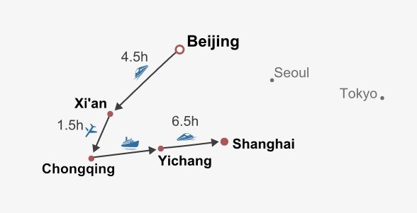 Golden Triangle & Yangtze Itinerary Map