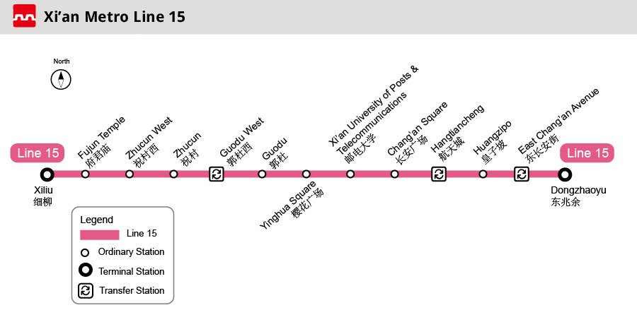 Map of Xian Metro Line 15