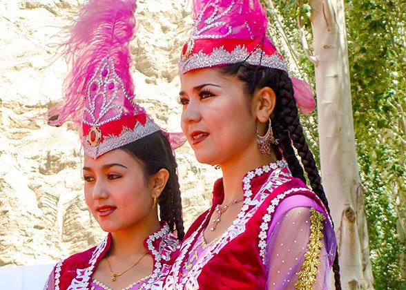 Ladies at Registan Square, Uzbekistan