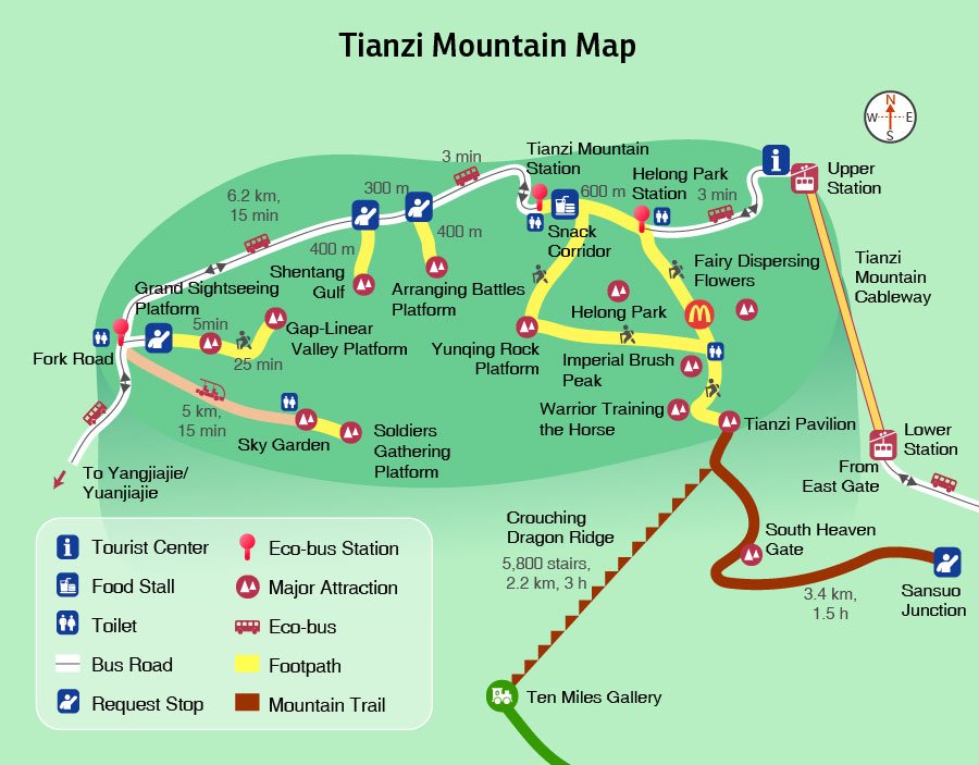 Tianzi Mountain Map