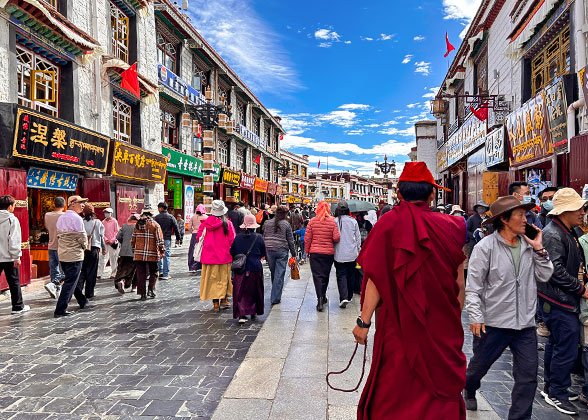 Local Tibetan Pilgrims Walk around Barkhor Street Local Tibetan Pilgrims Walk around Barkhor Street